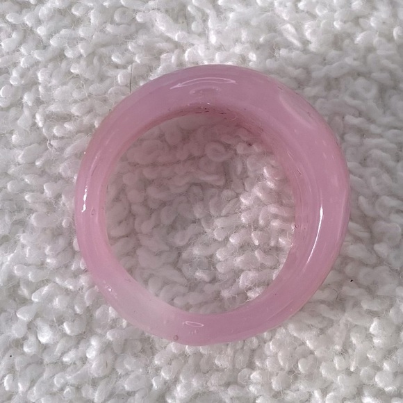 Vintage Art Glass Handmade Pink Gold Blue Band Ring - Picture 6 of 10